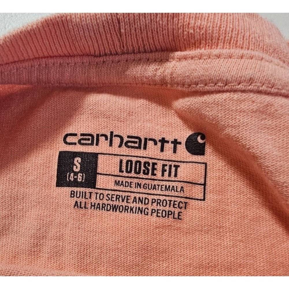 Carhartt Womens S Peach Pocket Tee Short Sleeve Loose Fit Logo Patch Shirt - Picture 4 of 4